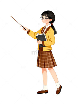 卡通风格学生教师形象插画素材