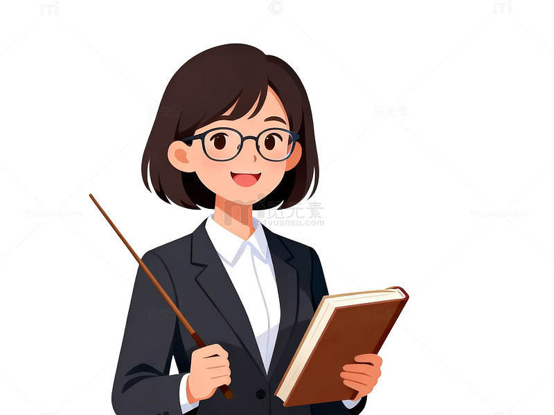 卡通风教师授课手绘人物设计素材