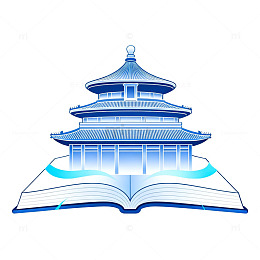 线描风天坛古建筑书本设计素材