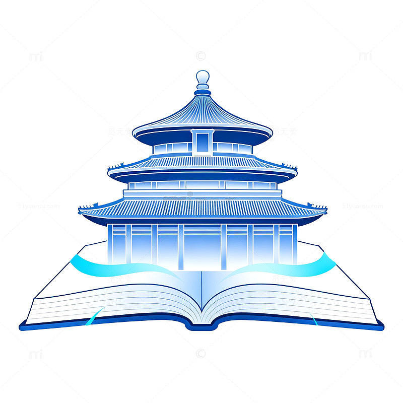 线描风天坛古建筑书本设计素材