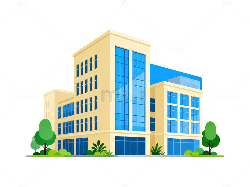 扁平风现代办公楼建筑插画素材