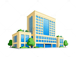卡通风格现代办公楼建筑插画素材