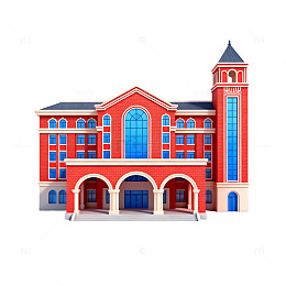 卡通风学校建筑3D模型素材