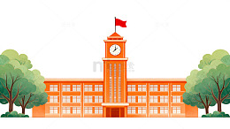 扁平风学校建筑插画设计素材