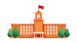 扁平风校园建筑插画设计素材