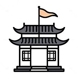 简约风传统中式门楼图标设计素材