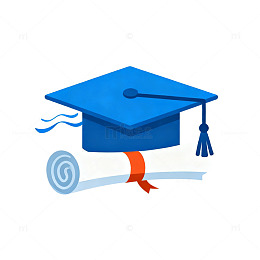 扁平风毕业帽学位证书设计素材