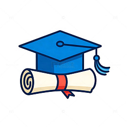 扁平风毕业帽学位证书设计素材