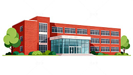 卡通风现代教学楼建筑插画素材