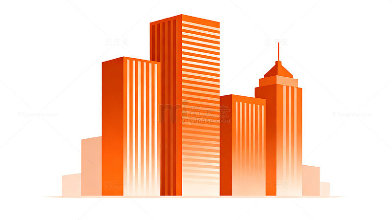 渐变风城市建筑群矢量插画素材