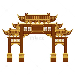 国风传统牌坊建筑矢量设计素材
