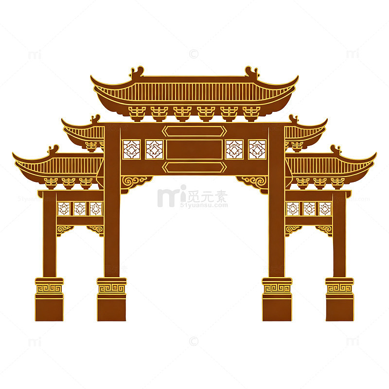国风传统牌坊建筑矢量设计素材