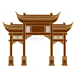 国风传统牌坊建筑矢量素材