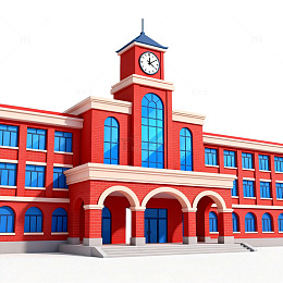 卡通风格学校建筑插画设计素材