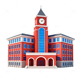 卡通风学校建筑插画设计素材