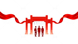 国风剪影新年庆典门楼设计素材