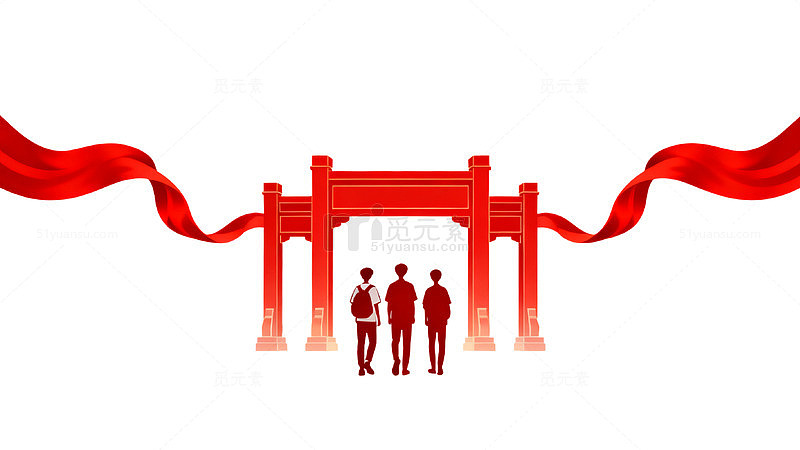 国风剪影新年庆典门楼设计素材