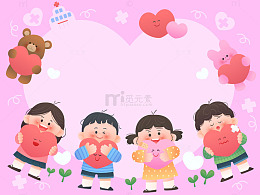 儿童心理健康辅导爱心健康成长医疗插画