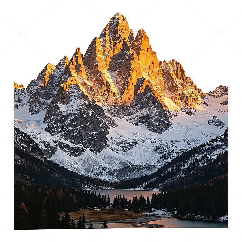 金辉漫洒雪峰浸染山河盛景