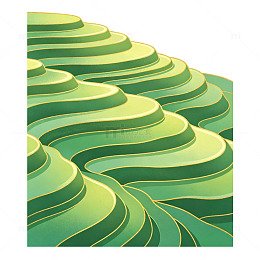 翠色层峦梯田鎏金曲线勾勒山野