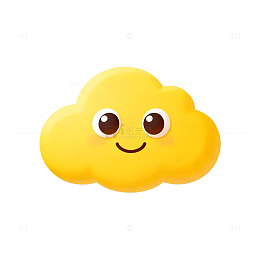 卡通风黄色笑脸云朵矢量素材