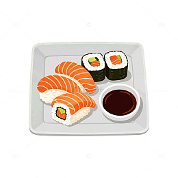 卡通风格日式寿司美食插画素材