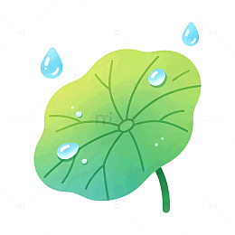 卡通风荷叶露珠插画设计素材