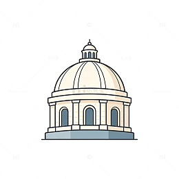 卡通风格圆顶建筑插画设计素材