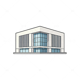 线条风现代建筑简笔画设计素材