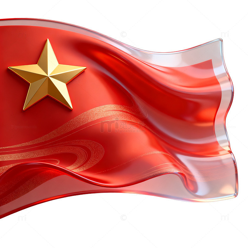 立体风中国国旗飘扬设计素材