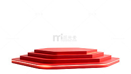 极简风红色几何台阶展示台设计素材