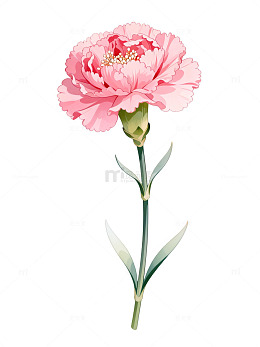 水彩风粉色康乃馨花卉插画设计素材