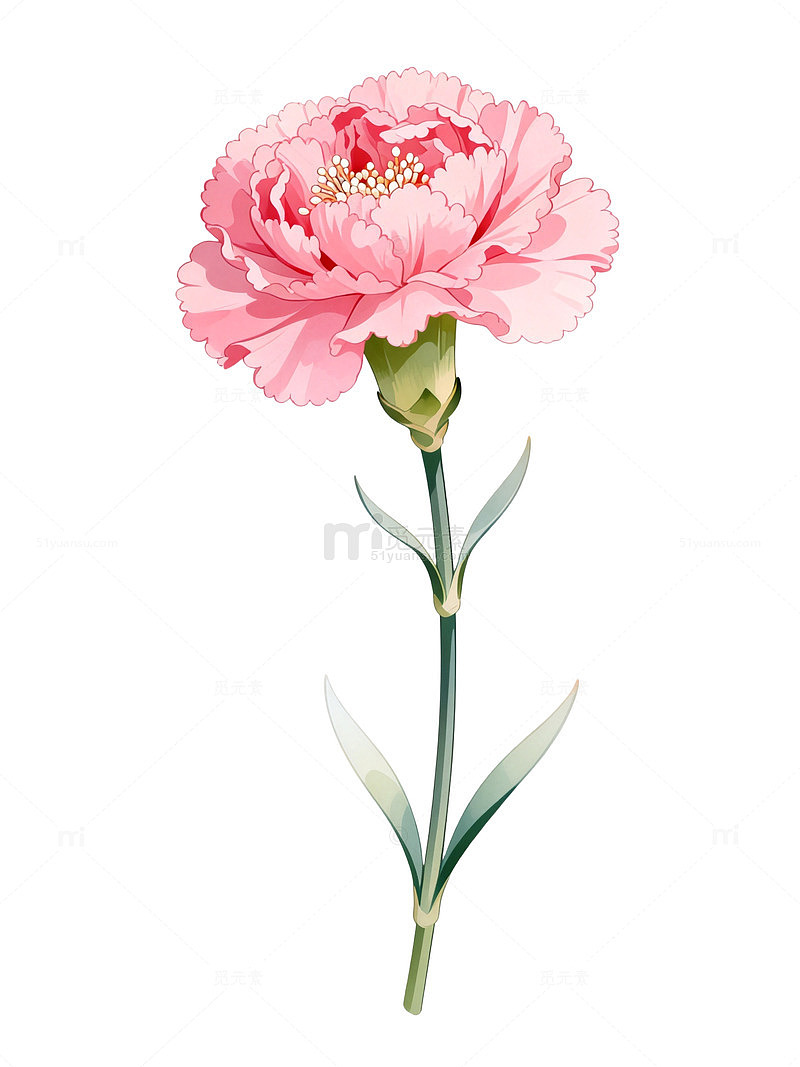 水彩风粉色康乃馨花卉插画设计素材