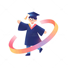 扁平风毕业典礼学生插画设计素材
