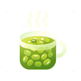 扁平风热腾腾绿豆汤插画设计素材