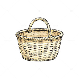 手绘风编织篮子插画设计素材