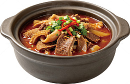牛杂砂锅写实风麻辣美食摄影素材