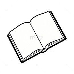 线条风打开的书本简笔画设计免抠框