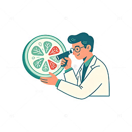 扁平风科学家观察切片矢量插画素材