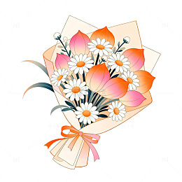 手绘风花束插画设计素材