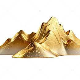 金属风金色山峰立体造型设计素材