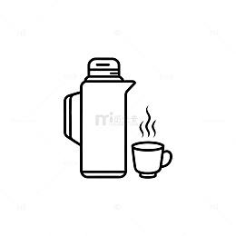 线条风保温壶咖啡杯简约图标设计素材