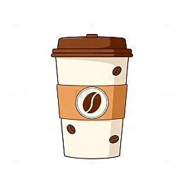 卡通风格咖啡杯手绘插画设计素材