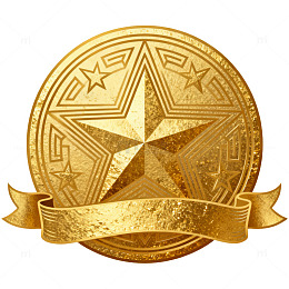 金色复古风格五角星勋章设计素材