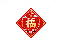 轻描细风春节福字剪纸设计素材