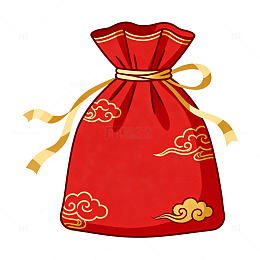 卡通风红色福袋祥云图案设计素材