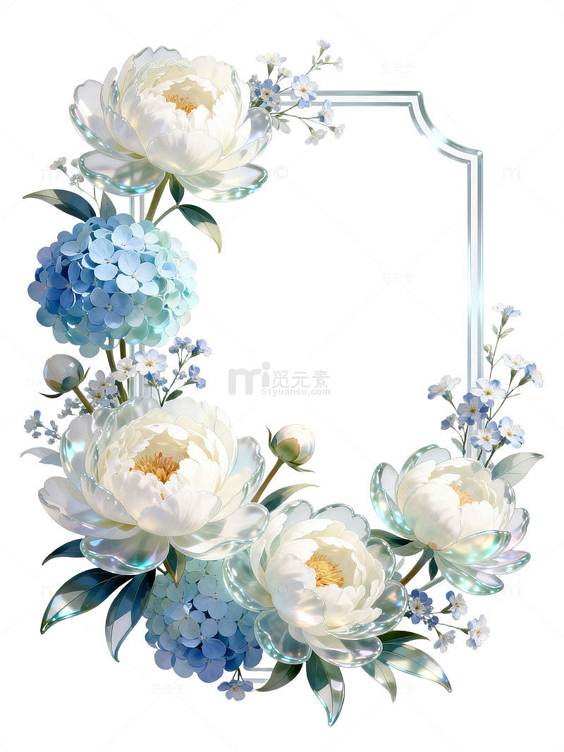 水彩风花卉边框装饰设计素材