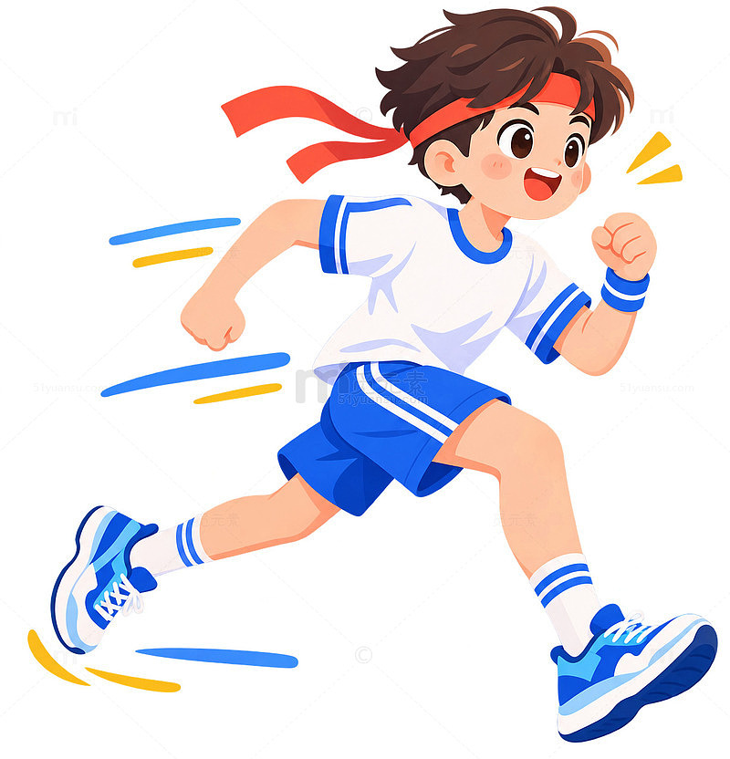 卡通风奔跑男孩运动插画设计素材
