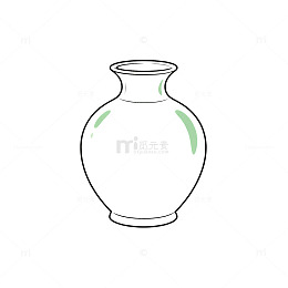 线描风陶瓷花瓶简约手绘设计素材