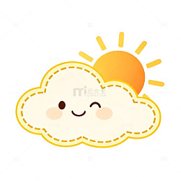 卡通风可爱云朵太阳贴纸设计素材